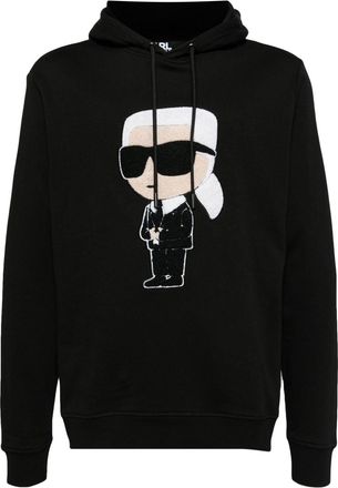Karl Lagerfeld patch hoodie - men - Organic Cotton - S - Black