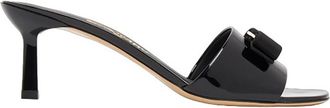 Ferragamo Salvatore Ferragamo Ladies Black Patent Calfskin Vara Bow Slide Sandals, Size 6.5