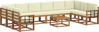 vidaXL Conjunto De Sof&aacute;s De Exterior 11 Uds. Natural Y Crema Vidaxl