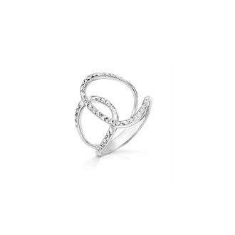 Gold & Honey Womens Diamond Cut Interlocked Ring In Silver