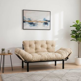 Dmora Sof&aacute; Cama 2 Plazas Guchol, Reclinable, Con Contenedor, 155x70 Cm, Blanco Crema