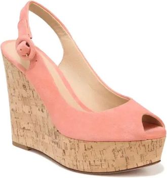 Veronica Beard Dali Sandals Womens Peach Suede Peep Toe Wedge Heel ZOGG2774