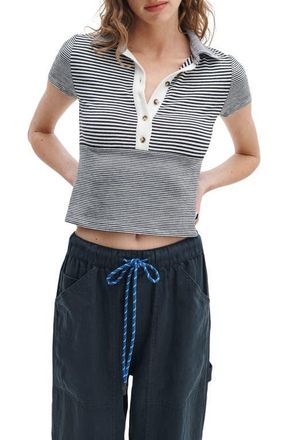 Rag & Bone The Knit Crop Polo in Ivy Multi at Nordstrom, Size Xx-Small