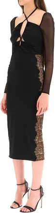 Self Portrait Womens Black Polyester Cocktail Dress