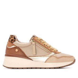 Carmela Womens Leather Wedge Lace-Up Sneakers In Beige