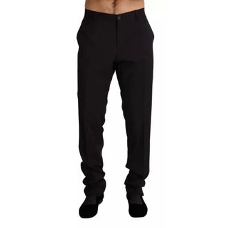 Dolce & Gabbana Straight Trousers, male, Black, Size: 2XL Skinny Dress Trousers