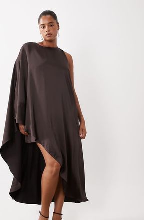 Forever New vestito mini in raso asimmetrico monomanica color cioccolato-Marrone