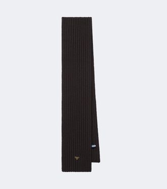 Prada Ribbed-knit virgin wool scarf