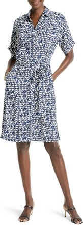 Nic+Zoe Etched Angles Belted Devon Dress In Indigo
