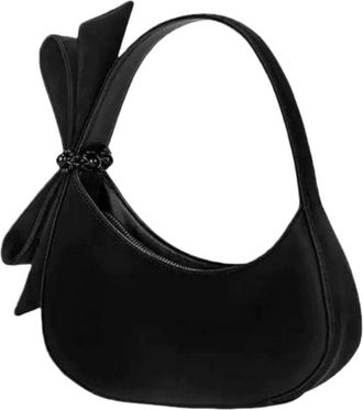 Generic Womens Handbag Fashion Trend Bow Handheld Versatile Crossbody Bag(black,A)