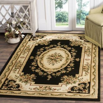 Safavieh Lyndhurst Machine Made Area rug, Black / Ivory Traditional Style Easy Care
