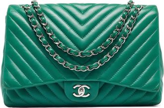 Chanel Borsa a spalla Maxi Classic Single Flap - Verde
