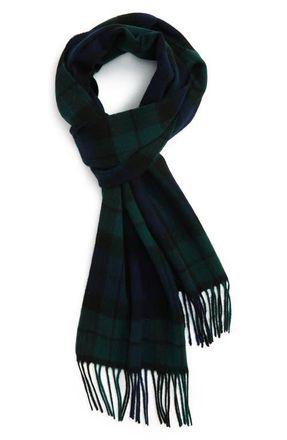 Barbour New Check Lambswool & Cashmere Scarf in Black Watch at Nordstrom