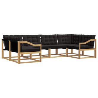vidaXL Conjunto De Sof&aacute;s De Exterior Con Coj&iacute;n 6 Pcs Blanco Y Negro Vidaxl
