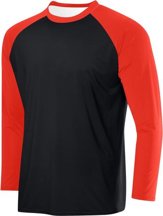 Generic Mens Regular Fit Long Sleeved Shirt Casual Crew Neck Baseball T Shirts Vintage Fashion Jumpers Top Slim Fit Lightweight Workout Gym Top Men Sport Desi