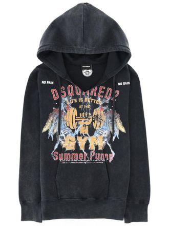 Dsquared2 Black Graphic Hood Sweatshirt
