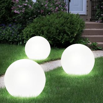 ETC Shop Set Di 3 Lampade A Sfera Solari A Led Da Giardino, Luci A Picchetto Per Patio, Illuminazione Bianca