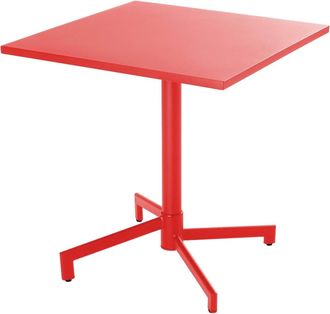 Oviala Mesa cuadrada de jard&iacute;n tipo bistr&oacute; con tapa plegable roja