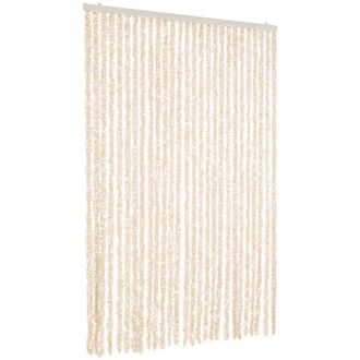 vidaXL Cortina Antimoscas Chenilla Beige Y Blanco 118x220 Cm Vidaxl