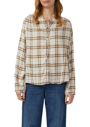 s.Oliver Karobluse S.OLIVER, Damen, Gr. 36, sanftes wei&szlig; check, Obermaterial: 50% Modal, 50% Viskose, kariert, relaxed fit h&uuml;ftlang, Blusen Karobluse, mit vers