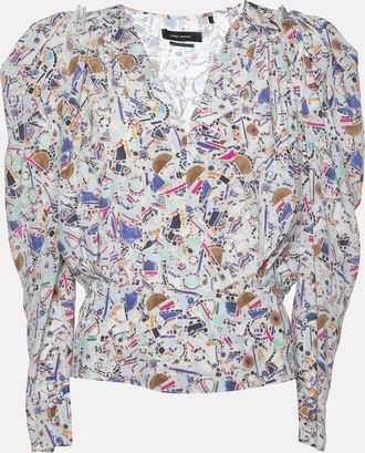 Isabel Marant Multicolor Amba Print Stretch Silk Long Sleeve Blouse