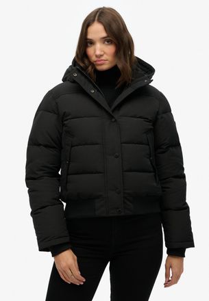 Superdry Steppjacke SUPERDRY EVEREST BOMBER JACKET, Damen, Gr. L, schwarz, Web, Obermaterial: 100% Polyester, unifarben, slim fit, Jacken Steppjacke