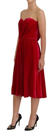 Dolce & Gabbana Womens Pink Viscose Stretch Strapless A-Line Dress Silk