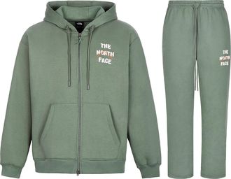 The North Face Mens Mens Sobretta Full Zip Tracksuit Set Green Cotton - Size X-Large