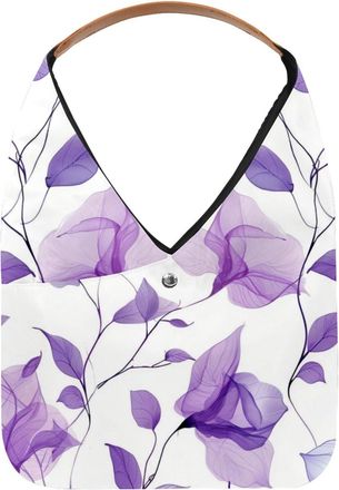 Generic Pretty Purple Floral Reusable Lightweight Grocery Bags - Foldable Into Compact Pouch, Washable & Sturdy, Multipurpose for Shopping and Travel