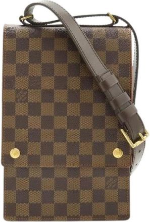 Louis Vuitton Pre-owned Porte Verro Damier schoudertas - Dames - Vintage Schoudertas - Bruin - ONE Size - Leer - Vintage