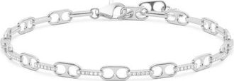 Crislu Pav&eacute; Link Paperclip Bracelet in Pure Platinum Clear Cz at Nordstrom, Size 7