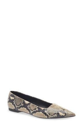 Vagabond Hermine Snakeskin Print Leather Flat in Beige/Black at Nordstrom Rack, Size 7Us / 37Eu