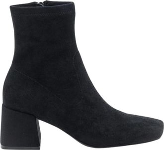 Jeannot Enkellaars - Dames - Laarzen met Hak - Zwart - 40 EU - Leer - Schoenen