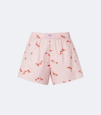 Ganni Floral cotton-blend poplin shorts