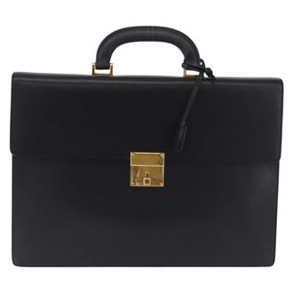 Celine Cartable Business Leather Black Leather Briefcase Bag (Pre-Owned)
