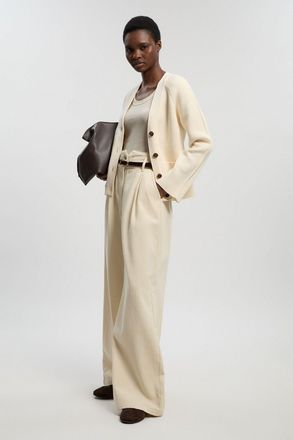 Karen Millen Womens Petite Cotton Knitted Button Cardigan - Cream - Size X-Small