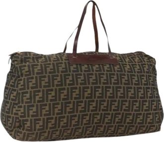 Fendi Pre-owned Weekend Bags, female, Brown, Size: ONE SIZE Pre-owned Zucca Canvas Boston Bag
