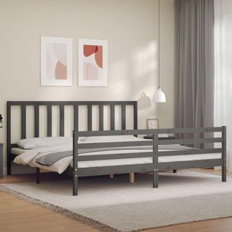 vidaXL Vidaxl - Estructura De Cama Con Cabecero Madera Maciza Gris 200x200 Cm