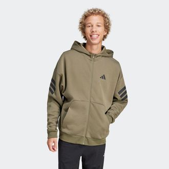 adidas Kapuzensweatjacke ADIDAS SPORTSWEAR FUTURE ICONS 3-STREIFEN, Herren, Gr. S, gr&uuml;n (olive strata), Obermaterial: 67% Polyester, 33% Baumwolle, angesetzt