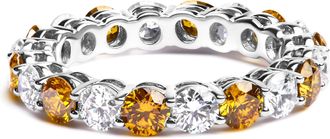 House of Brilliance 14K White Gold 3.00 Cttw Alternating White and Yellow Lab-Grown Diamond Eternity Band Ring