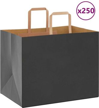vidaXL Bolsas De Papel Con Asas 250 Uds Negra 32x22x24 Cm Vidaxl