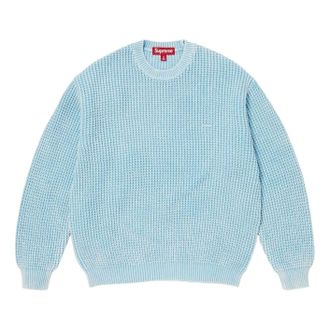 SUPREME SS26 Washed Small Box Waffle Sweater Light Blue SUP-SS26-136-LHTBLU