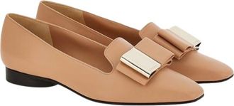 Ferragamo Ferragamo Leda Camel Leather Bow Detail Loafers Size 39.5