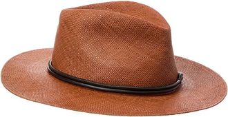 Brunello Cucinelli Leather-Trim Straw Hat