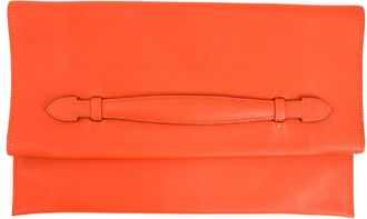 Herm&egrave;s Red Orange Leather Clutch Bag (Pre-Owned)