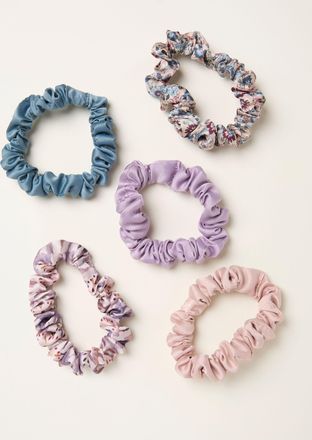 Fat Face FatFace Purple 5 Pack Satin Scrunchies