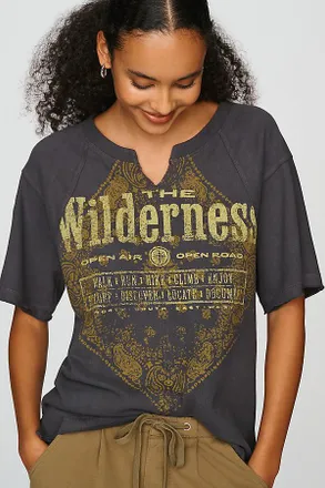 Pilcro 100% Cotton Notched Graphic Tee