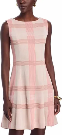 Misook Fit And Flare Dress In Med Pink