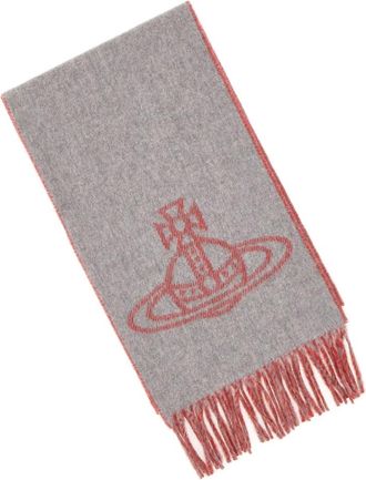 Vivienne Westwood Accessoires, Dames, Grijs, ONE Size, Wol, Single Orb Dubbel Sjaal