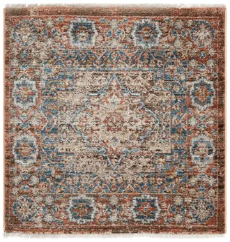 Safavieh Alfombra tradicional de polipropileno marr&oacute;n/naranja, 122 x 122 cm